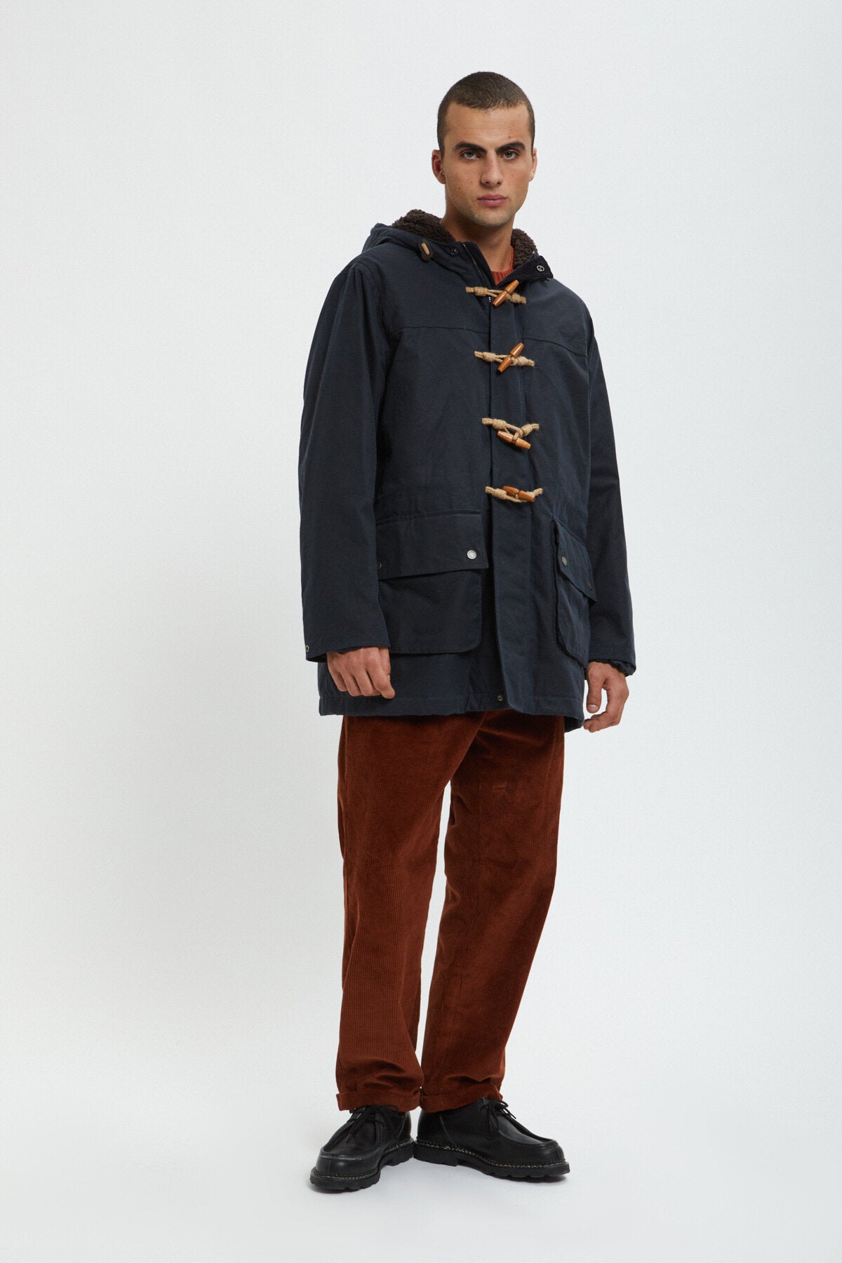 Wax Duffle Coat Dark Navy Baracuta - Main Image