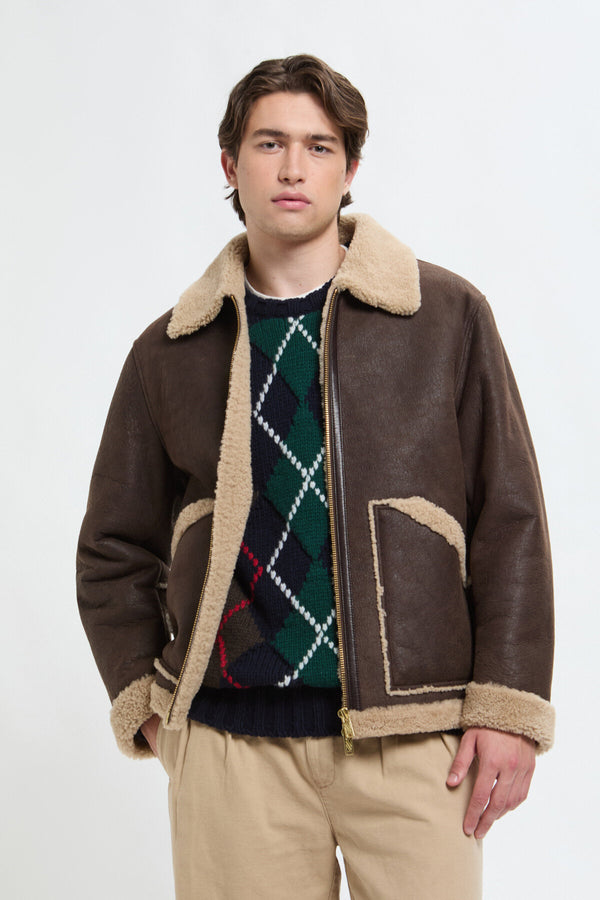 Shearling-Fliegerjacke