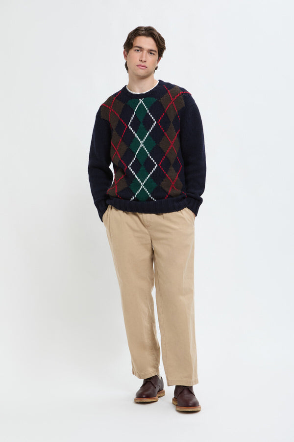 Strickpullover mit Argyle-Muster und Rundhalsausschnitt