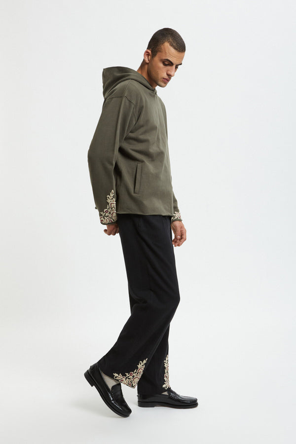 Kartik Research x Baracuta Embroidered Pleated Trouser